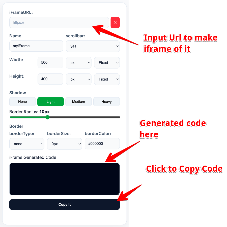 how to use this iframe maker tool